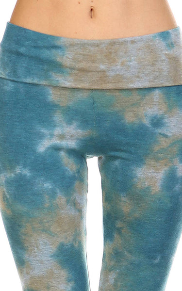 Leggings - Urban X Taupe and Teal Cloud Tie-Dye Yoga Pant - Girl Intuitive - Urban X -