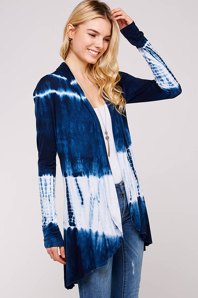 Sweater - Navy and White Bamboo Tie dye Cardigan - Girl Intuitive - Urban X -
