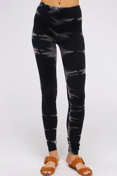 Leggings - Black Maho Discharged Tie Dye Legging with Banded Waist - Girl Intuitive - Urban X -