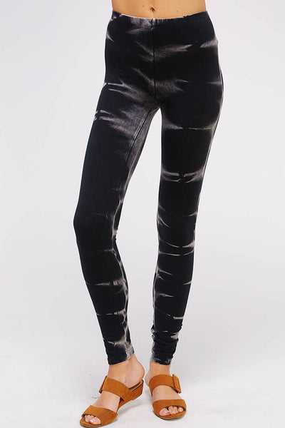 Leggings - Black Maho Discharged Tie Dye Legging with Banded Waist - Girl Intuitive - Urban X -
