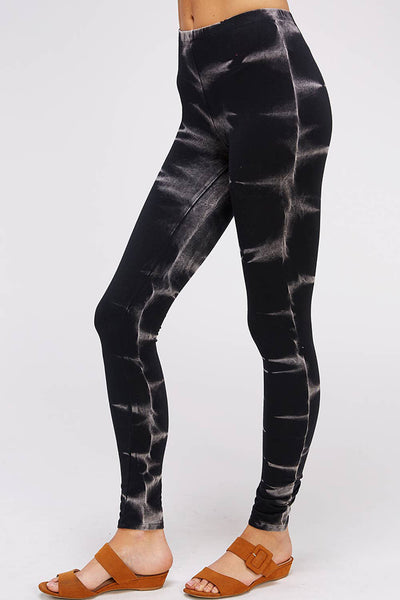 Leggings - Black Maho Discharged Tie Dye Legging with Banded Waist - Girl Intuitive - Urban X -
