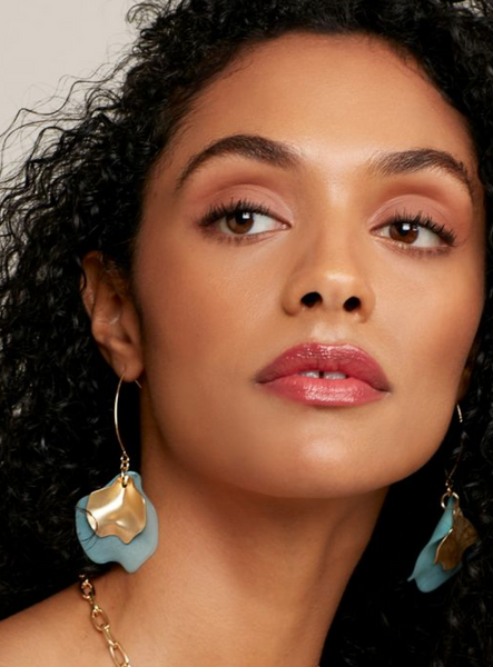 earrings - Zenzii Sheer Layered- Petals Gold Pull Through Earrings - Girl Intuitive - Zenzii -