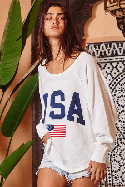 Bucketlist USA Graphic Semi-Crop Top