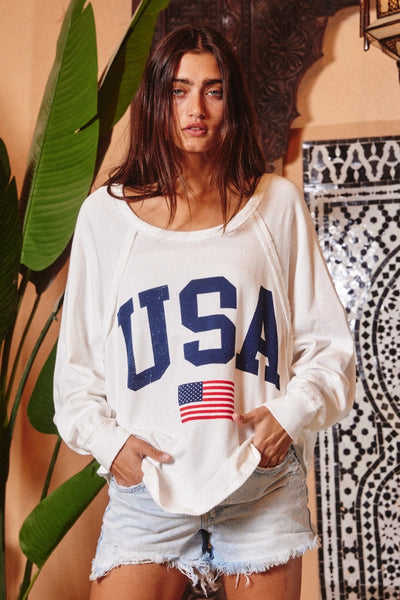 Bucketlist USA Graphic Semi-Crop Top