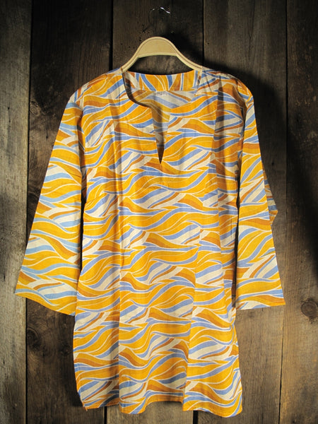 Cotton Tunic Top Sunset Beach Waves
