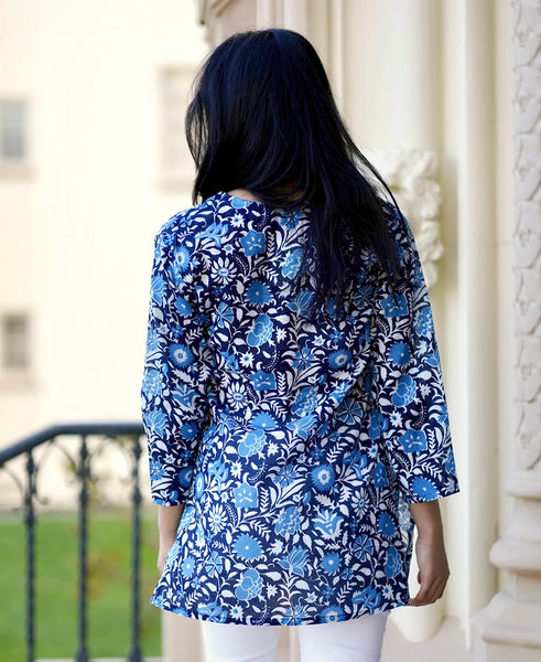 Dolma Nadine Cotton Tunic Blue White