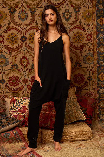 Drop Crotch V-Neck Solid Jersey Jumpsuit – Girl Intuitive