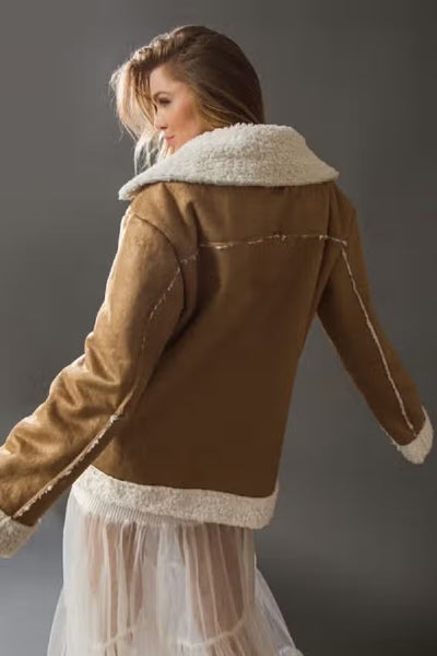 Flying Tomato Faux Suede Shearling Jacket