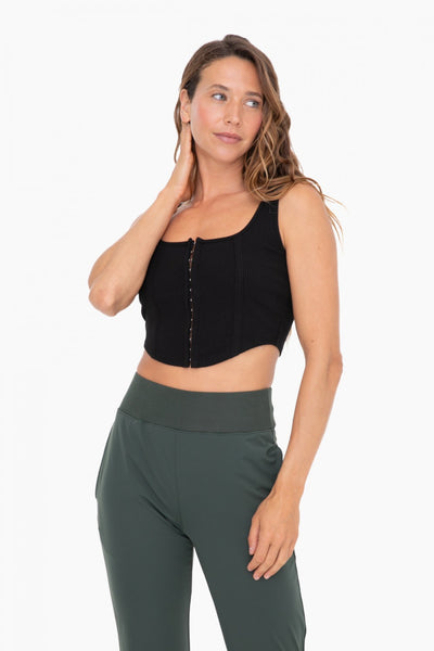 Mono B Cotton-Blend Corset Top