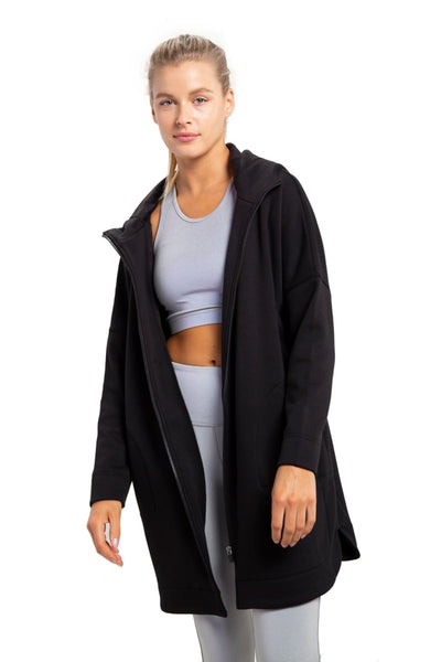 Mono B Longline Zip-Up Jacket with Hood