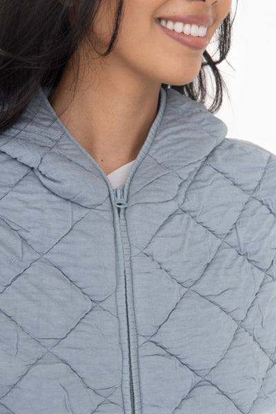 Mono B Oversized Quilted Fleece Vest with Hood