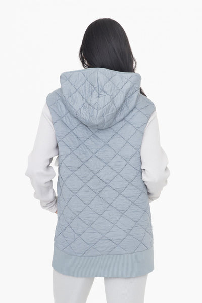 Mono B Oversized Quilted Fleece Vest with Hood