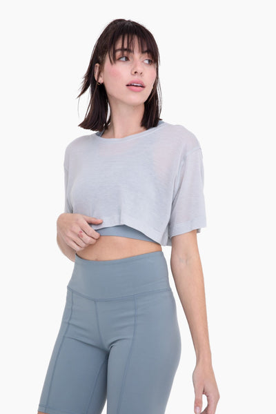 Mono B Tencel Semi Sheer Flow Cropped Top