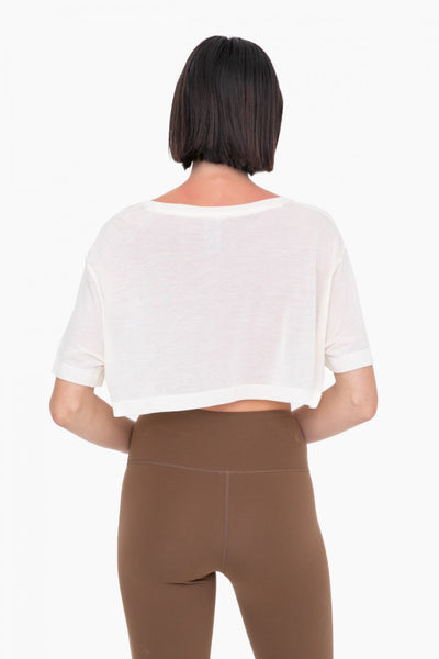 Mono B Tencel Semi Sheer Flow Cropped Top