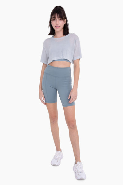 Mono B Tencel Semi Sheer Flow Cropped Top