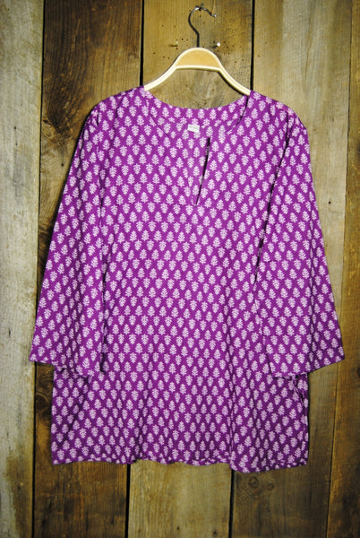 Nusantara Cotton Tunic Top in Tree Print