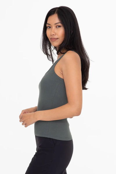 Square Neck Ribbed Tank Top