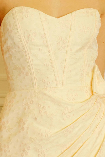 Storia Floral Splotched Embossed Print Strapless Corset Mini Dress