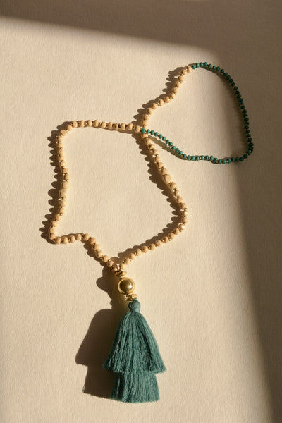Bohemian Beaded Tassel Necklace Jewelry Teal