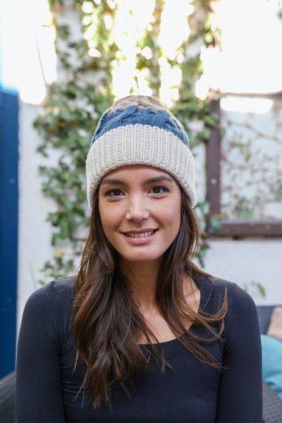 Colorblock Cable Knit Beanie Beanies