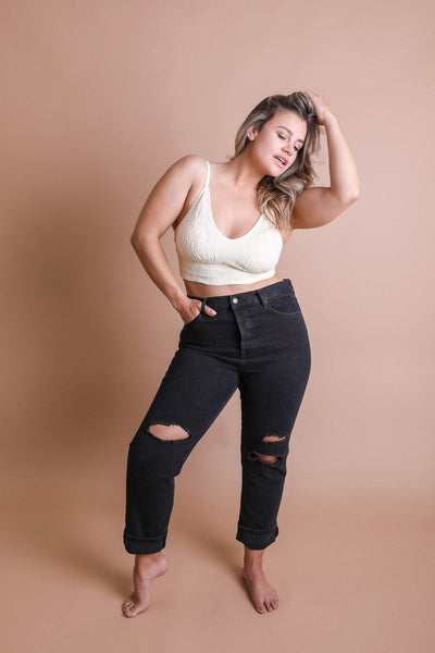 Seamless Padded Textured Brami Plus Size Ivory