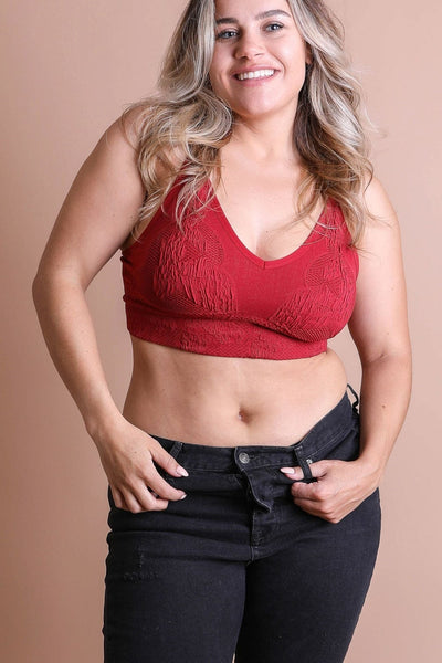 Seamless Padded Textured Brami Plus Size