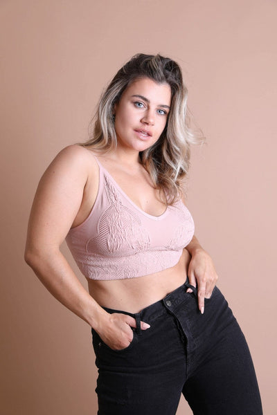 Seamless Padded Textured Brami Plus Size