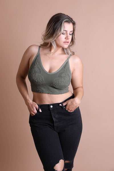 Seamless Padded Textured Brami Plus Size