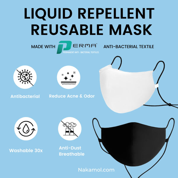 Mask - Liquid Repellent Reusable Mask Made with PERMA™ Anti-Bacterial Textile - Girl Intuitive - Nakamol -
