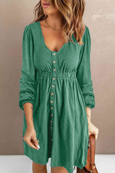 Scoop Neck Empire Waist Long Sleeve Mini Dress Girl Intuitive Scoop Neck Empire Waist Long Sleeve Mini Dress Girl Intuitive