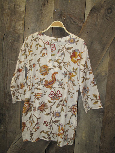 Tunic - Tunic - Fall Leaves on White - Girl Intuitive - Nusantara -