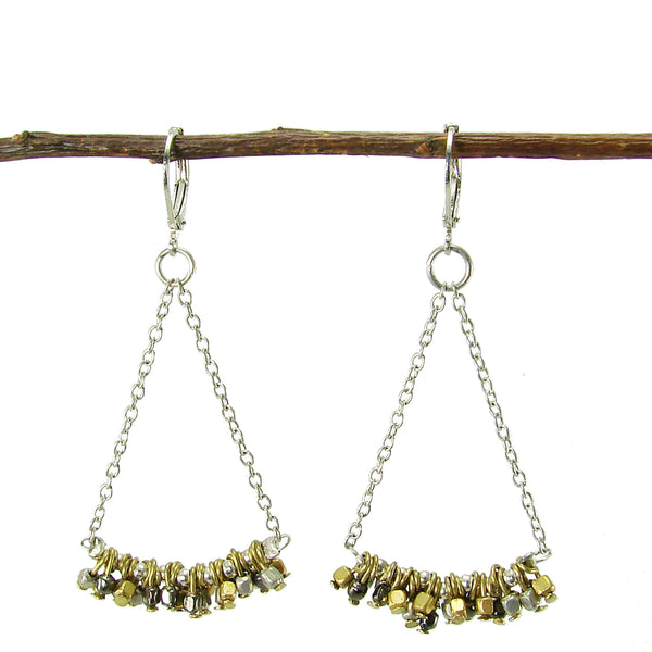 earrings - Chain Drop Mixed Metal Beads Earrings - Girl Intuitive - WorldFinds -