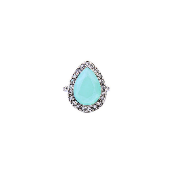 Ring - Aqua Pear Cocktail Ring - Girl Intuitive - Girl Intuitive -