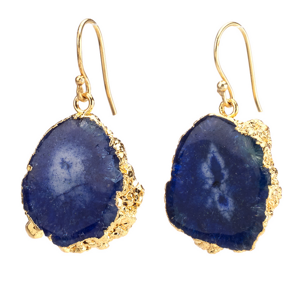 earrings - Agate Dangling Earrings - Blue - Girl Intuitive - Island Imports -