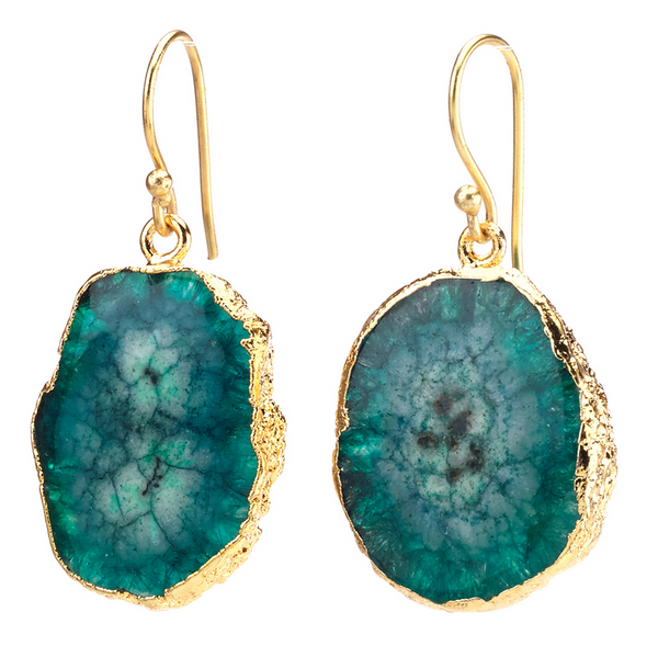 earrings - Agate Dangling Earrings - Green - Girl Intuitive - Island Imports -