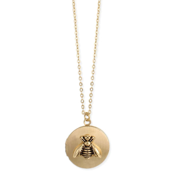 Necklace - All the Buzz Gold Bee Locket Necklace - Girl Intuitive - zad -