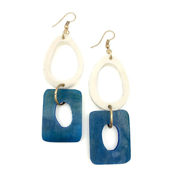 earrings - Anju Omala Azure Coast Collection Hoop and Rectangle Earrings - Girl Intuitive - Anju Jewelry -
