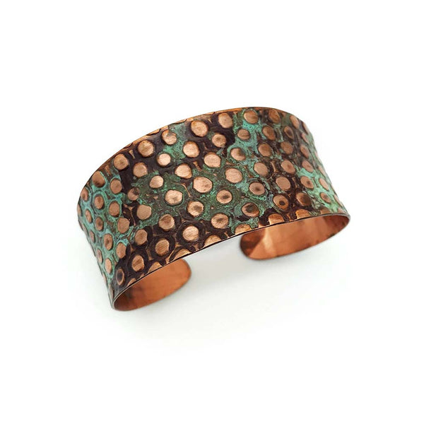 bracelet - Anju Copper Patina Bracelet in Copper and Teal Rivets - Girl Intuitive - Anju Jewelry -