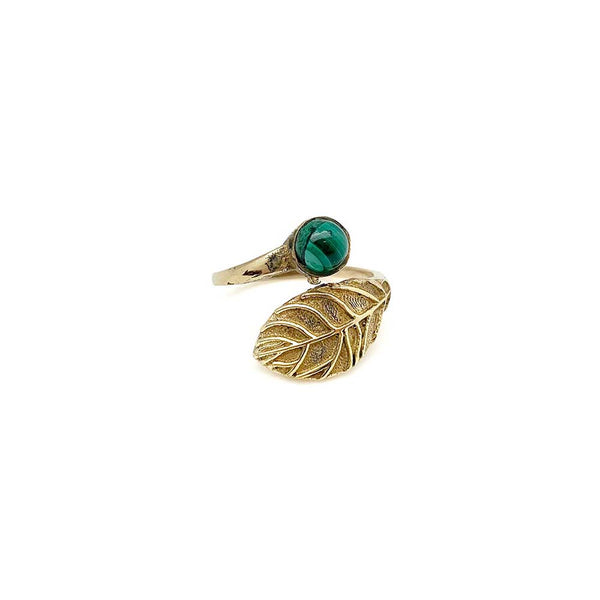 Ring - Anju Malachite Tanvi Adjustable Ring - Girl Intuitive - Anju Jewelry - Gold-tone