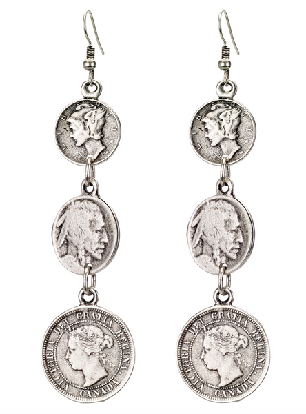 earrings - Antique Coin Drop Earrings - Girl Intuitive - Island Imports -