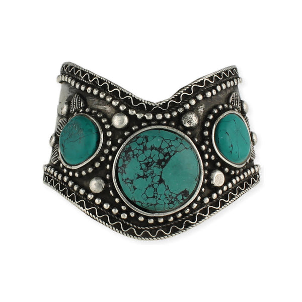 bracelet - Antique Silver & Turquoise Cuff - Girl Intuitive - zad -