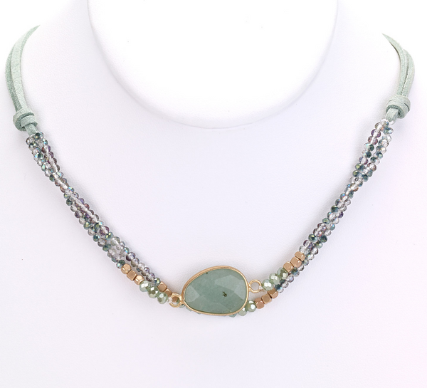 Necklace - Aqua Stone Necklace - Girl Intuitive - Island Imports -