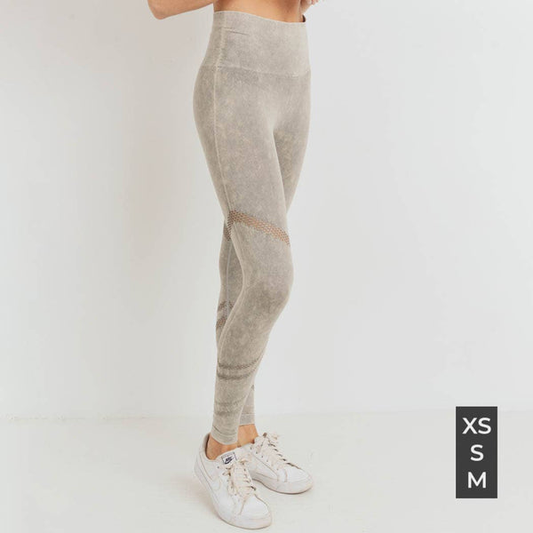 Leggings - Mono B Graduated Angled Perforation Mineral Wash Seamless Leggings - Girl Intuitive - Mono B - XS / Grey