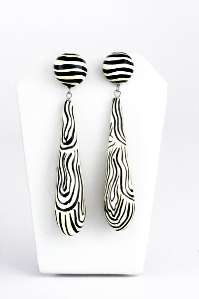 Vintage - Zebra Striped Earrings - Girl Intuitive - Vintage -