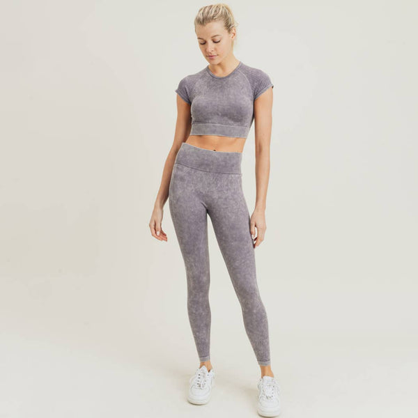 Leggings - Mono B Wavelength Mineral Wash Seamless Highwaist Leggings - Girl Intuitive - Mono B -