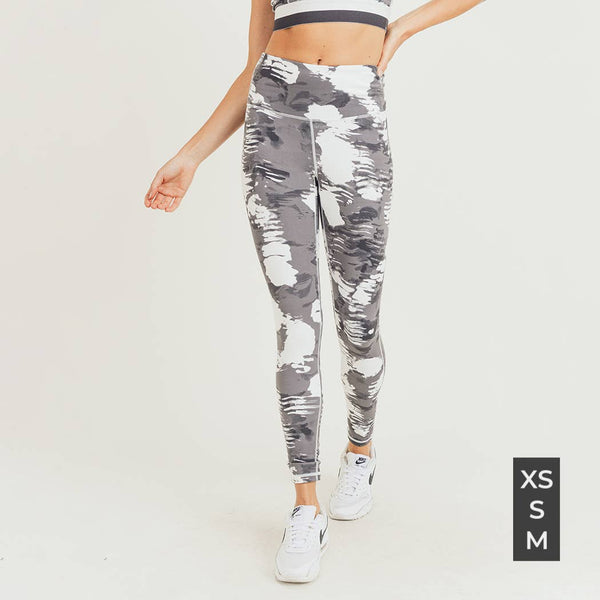 Leggings - Mono B White Clouds Print Highwaist Leggings - Girl Intuitive - Mono B -