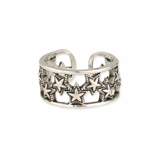 Ring - Band of Stars Silver Adjustable Ring - Girl Intuitive - zad -