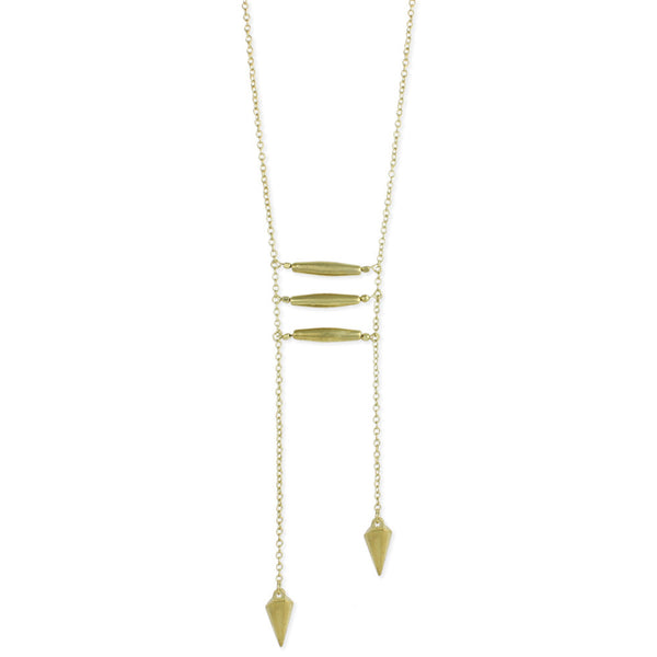 Necklace - Gold Bar and Spikes Long Necklace - Girl Intuitive - zad -