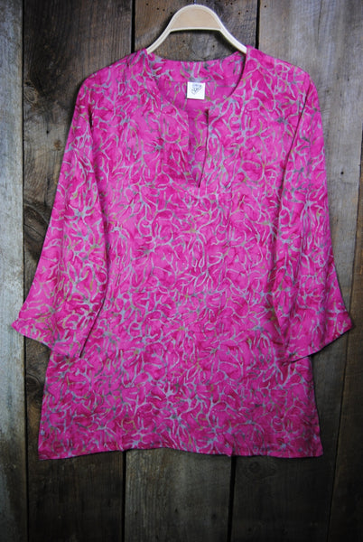 Tunic - Batik Tunics Foliage in Fuschia - Girl Intuitive - Nusantara -