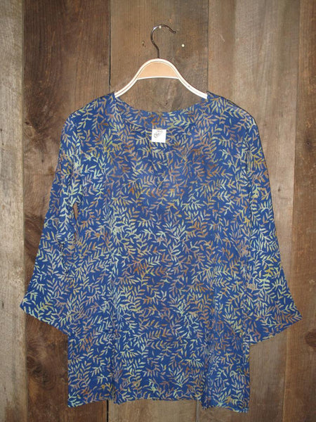 Tunic - Batik Tunics Leaves in Blue - Girl Intuitive - Nusantara -